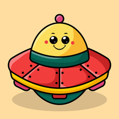 Cute Illustration Ufo Vector Element Design