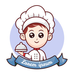 Cute Boy Chef Modern Logo Template