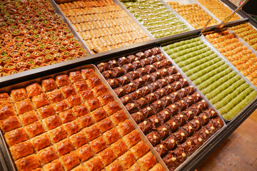 turkish dessert baklava selling at shop 