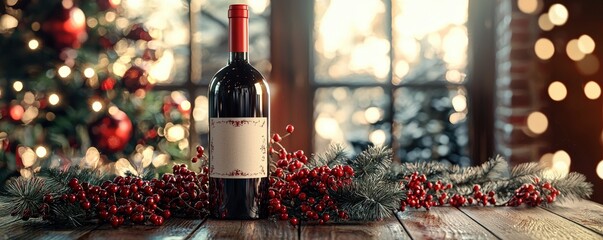 Personalized wine bottle with custom label, festive occasion, 3D illustration