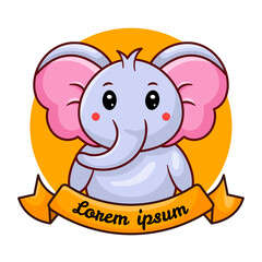 Fun Cute Elephant logo Template