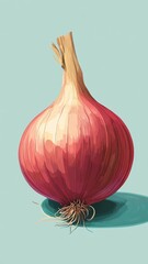 Modern digital onion illustration with crisp lines and vivid colors.
