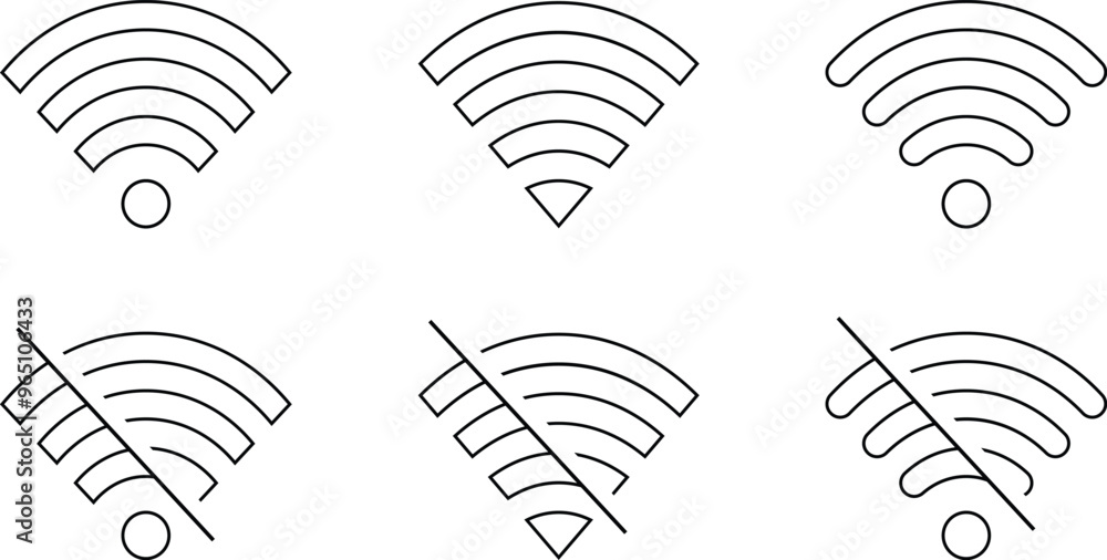 Poster set of outline wifi icon, wireless internet symbol vector illustration.