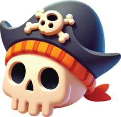 Simple Clipart 3d halloween colorfull pirate skull illustration good for icon design