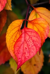 Obraz premium Close-up of autumn foliage, showcasing the intricate veins and textures.
