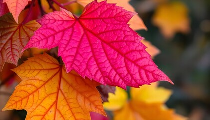 Fototapeta premium Autumn leaves in vibrant shades of red, orange, and yellow.