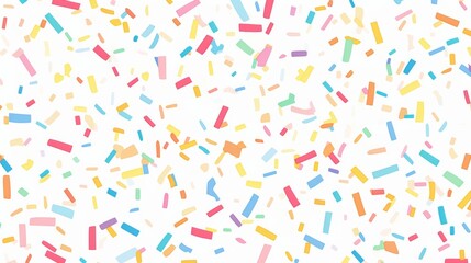 Colorful Sprinkles on White Background, Seamless Pattern with Simple Shapes and White Space, Flat Colors and Minimalistic Design in Pastel Palette