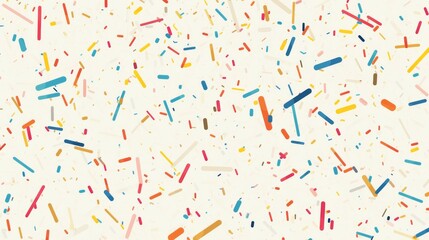 Colorful Sprinkles on White Background, Seamless Pattern with Simple Shapes and White Space, Flat Colors and Minimalistic Design in Pastel Palette
