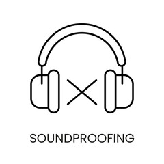 Soundproofing, noise insulation line icon vector with editable stroke