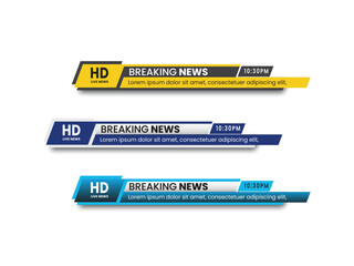 Modern broadcast news Lower third design template premium vector for TV Bars, Breaking, Sports, and Video Channel