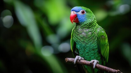 Colorful macaws perched in a tropical setting