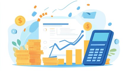 Fototapeta premium Money management tools and growth on a table