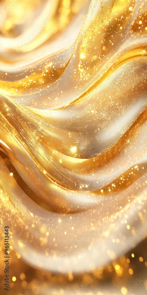 Poster golden elegance: abstract waves of shiny gold in smooth flowing pattern