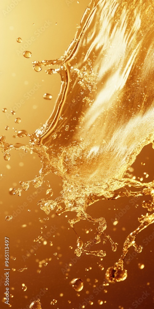 Poster golden liquid flow. abstract background with shiny gold splashing in smooth motion