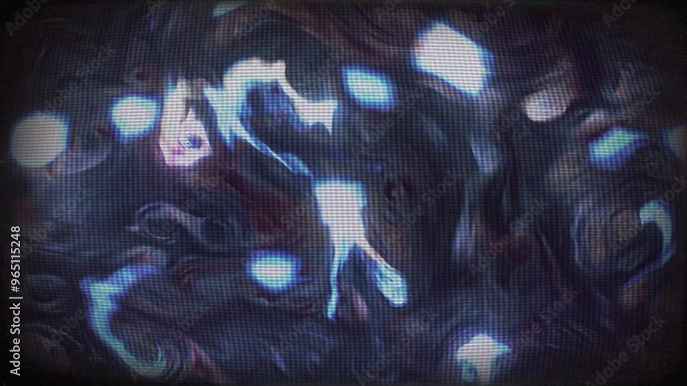 Poster television or computer screen with liquid particles animation and distortion effects