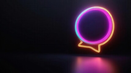 Colorful neon bubble speech over dark background, glowing light effects, bubble speech, modern communication concept