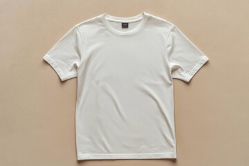 Simple Tshirt Flatlay mockup in beige background created with generative AI