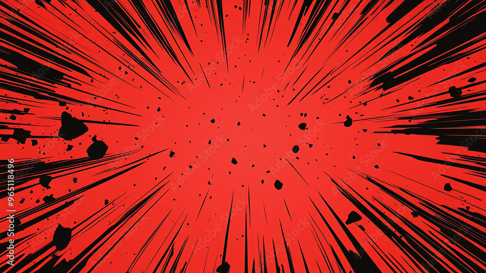 Aufkleber explosive red background with dynamic black streaks and textures captures intense energy
