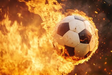 Fototapeta premium Soccer ball on fire