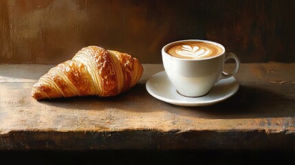 cup of coffee and croissan