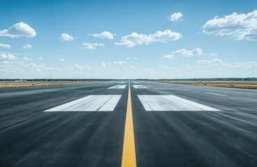 Fototapeta premium Spacious unoccupied airport runway ready for flights