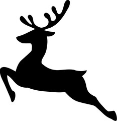 Christmas reindeer jumping silhouette vector