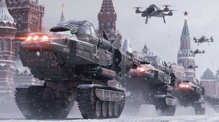 Futuristic Military Parade in Moscow