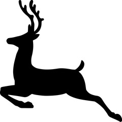 Christmas reindeer jumping silhouette vector