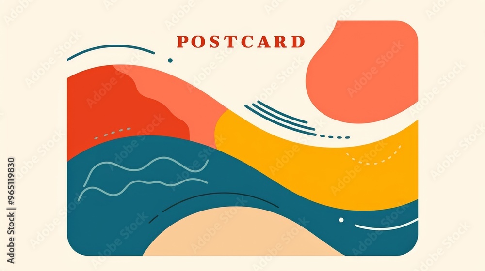 Poster minimalist postcard template with white background, 