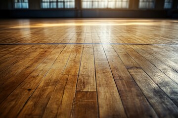 Sports hall with wooden floor for multiple indoor sports with marking lines