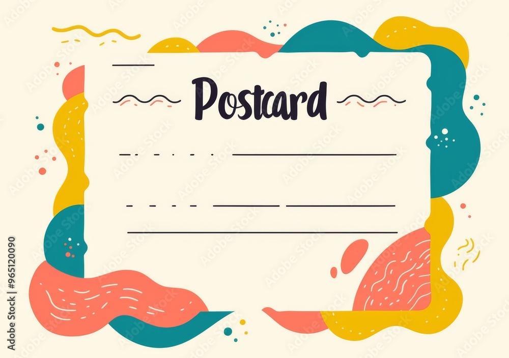 Poster minimalist postcard template with white background, 