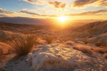Stunning sunrise at Anza Borrego desert state park in California