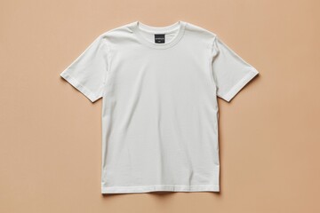 Simple Tshirt Flatlay mockup in beige background created with generative AI