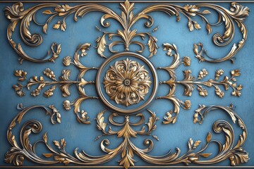 golden door on blue background