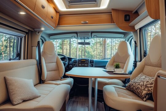 Stylish and cozy RV interior for road trip