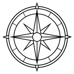 compass outline coloring book page line art illustration digital drawing