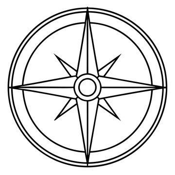 recommend clip art: compass outline coloring book page line art illustration digital drawing