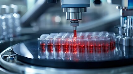 Automated Dispensing of Red Liquid into Glass Vials