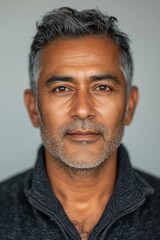 Obraz premium Passport photo with neutral expression on white background