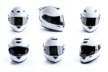 White carbon integral crash helmet isolated for motorsport safety concept