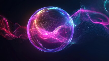 Glowing Abstract Background with Futuristic Blue Lights and Fractal Patterns