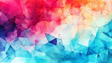 Abstract Watercolor Polygonal Background in Blue, Pink, and White