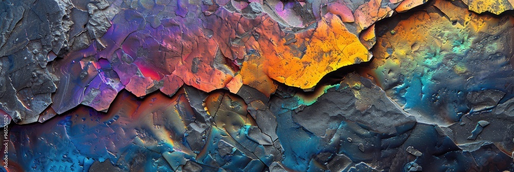 Poster rainbow spectrum on stone texture ultra macro