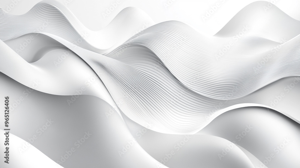 Poster abstract illustration of flowing white waves creating a serene and calming atmosphere