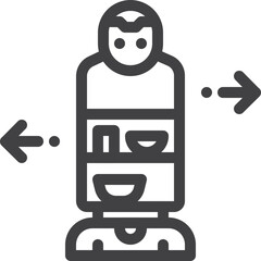 Simple vector food serving robot outline icon on white background