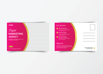 Real-estate colorful postcard design template.