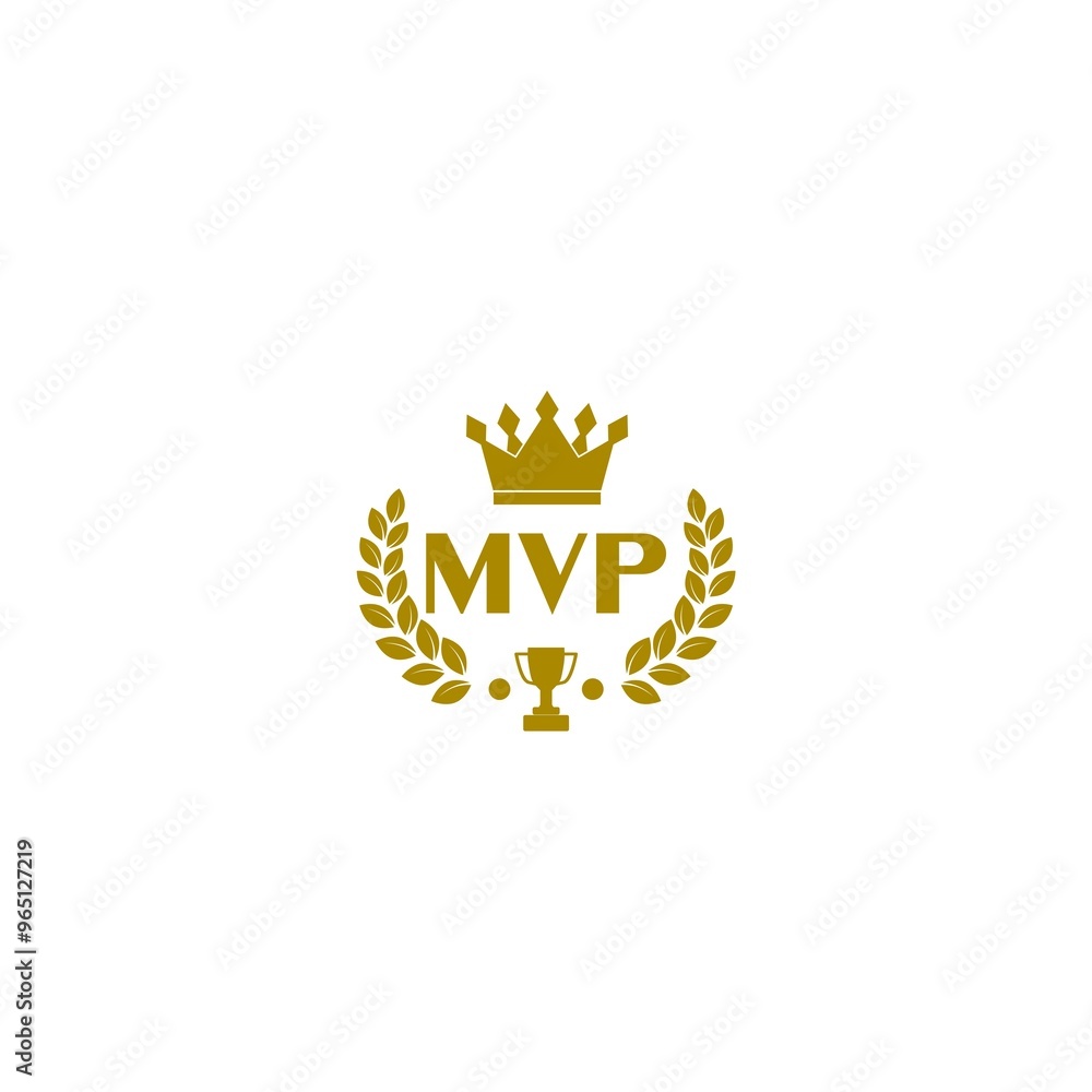 Wall mural MVP gold medal award icon isolated on white background