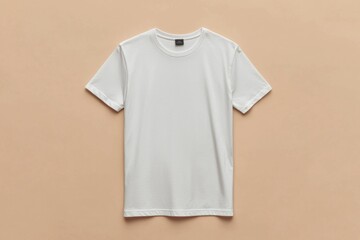 Simple Tshirt Flatlay mockup in beige background created with generative AI