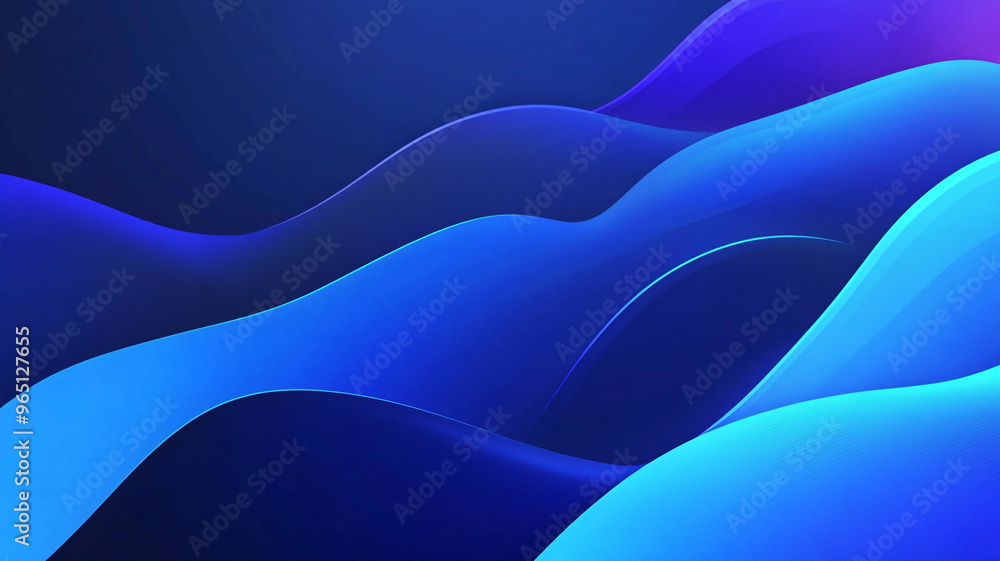 Poster abstract illustration of flowing blue waves creating a dynamic sense of movement and depth