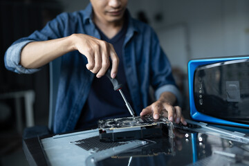 IT Engineer installing Hardware Equipment Development Facility Engineer  Maintenance computer Motherboard Electronic repair shop technology business